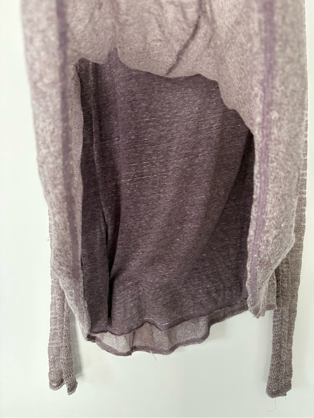 Free People Heathered lined Mauve Scoop Neck Long Sleeve Top - Picture 3 of 3